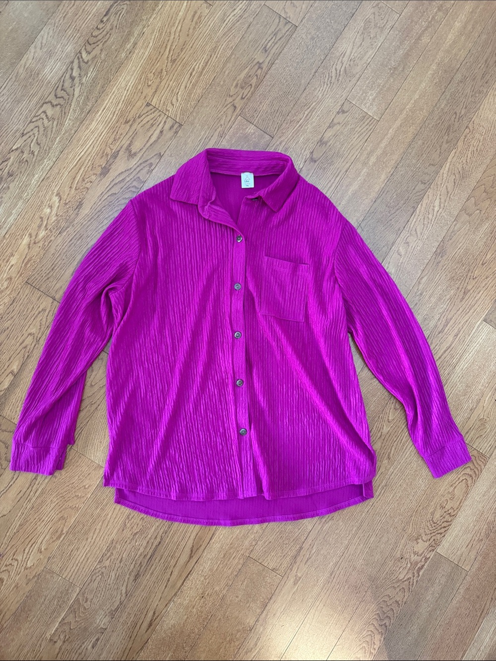 Relaxed Button-Down Shirt in Vibrant Magenta